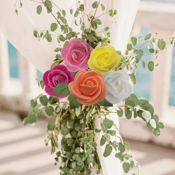 Flores decorativas caseiras fáceis de cuidar 3,5 cm cabeça de rosa artificial faça você mesmo decoração de festa de casamento adereço para fotografia