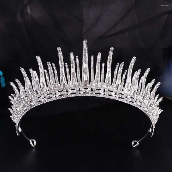 Grampos de cabelo barroco de luxo brilhante com strass geométrica coroa de cristal real tiaras para mulheres princesa acessórios de noiva