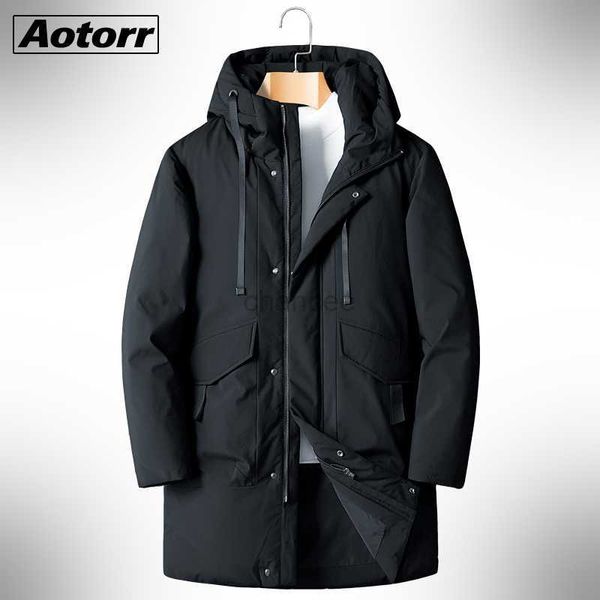 Damen Daunenparkas Winter 90 % weiße Ente Daunenmantel Herren 2023 Kapuzenmode Hochwertige lange verdickte warme Daunenjacke Schwarzer Mantel Parkas 8XL HKD230725