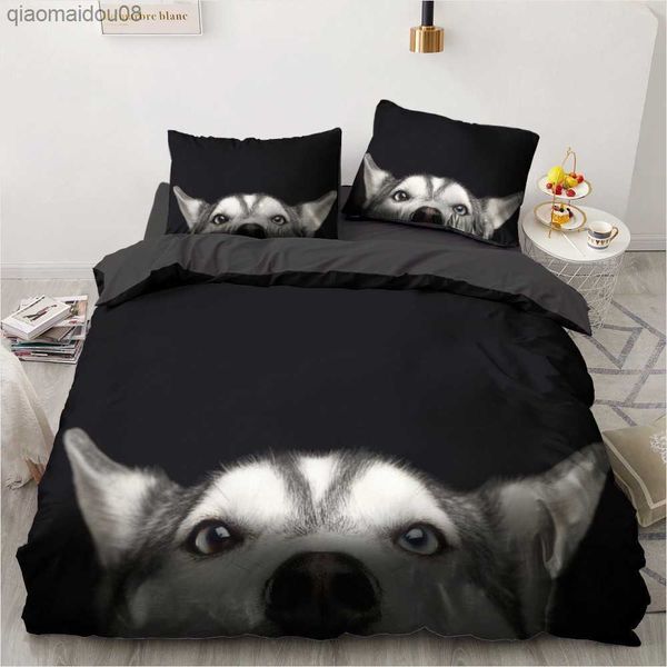 Set di biancheria da letto per animali 3D Lovely Pet Consolatore stampato Copripiumino nero Decorazioni per la casa per bambini Single Queen King Size Regalo Dropshipping L230704