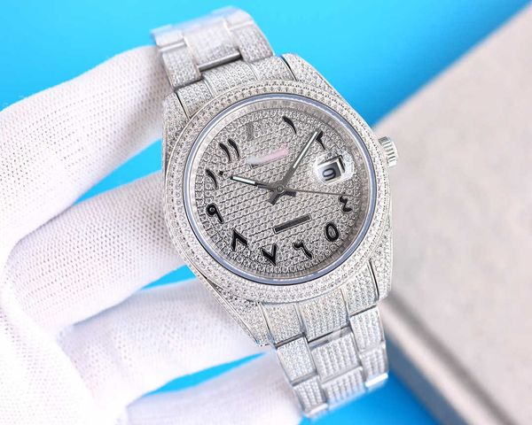 Роскошные устрицы вечные часы для мужчин Olex 41 мм 68Z5 Jasonoo7 Ladies Brand Full Diamond UHR Dial Iced Out Montre Sapphire с коробкой