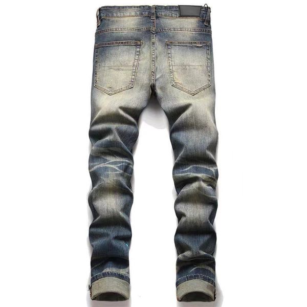 Мужские джинсы синий черный брюк версии скинни сломанный в стиле италия в стиле джинсы в стиле джинсы