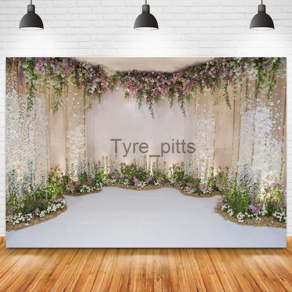 Hintergrundmaterial schöner Valentinstag Blumenwand Hintergrund Paar Hochzeitsparty Dekoration Fotografie Photos Kinder Vinyl Hintergrund X0724