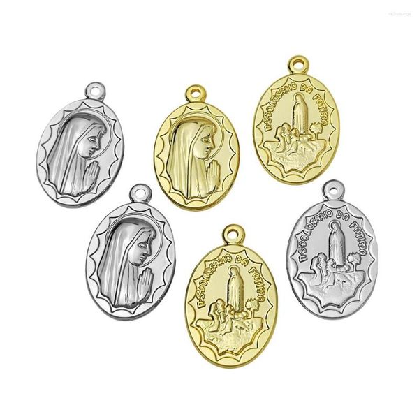 Charms 25x39 мм из нержавеющей стали овальная монета Virgin Mary Подвеска для колье для модного ожерелья DIY