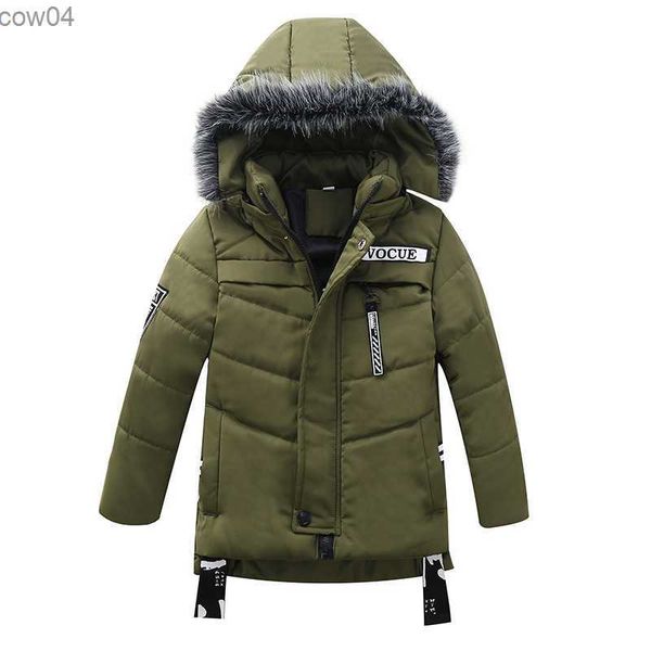 Winter Warm Dicken Pelz Kragen Kind Langen Mantel Kinder Oberbekleidung Winddicht Baby Mädchen Jungen Schnee Jacke Kinder Outfits 2-6 jahre Alt L230625