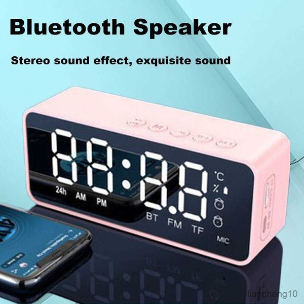 Altoparlanti portatili Altoparlante Bluetooth senza fili con FM Mini Card Specchio Sveglia Stallo audio Ricezione richiesta R230725