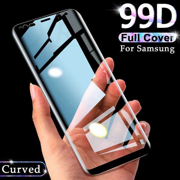 99D Voll gebogenes gehärtetes Glas für Samsung Galaxy S9 S8 Plus Note 9 8 Displayschutzfolie auf Samsung S7 S6 Kantenschutzfolie L230619
