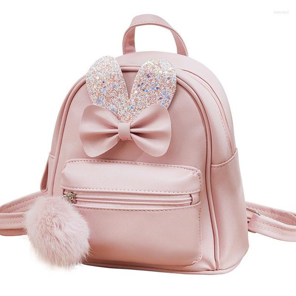 Borse Scuola Zaino Bambina Tinta Unita Borsa Bambini Fiocco Zaini Bambini Piccola Pelle Morbida Rosa Blu Nero