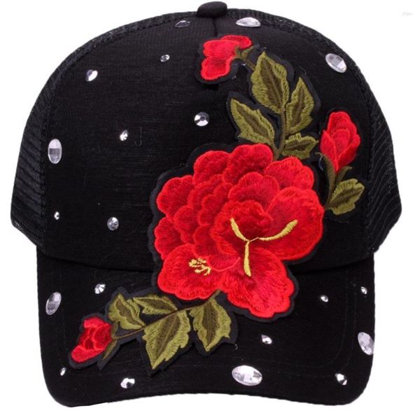 Bonés de bola de alta qualidade adulto hip hop boné de beisebol peônia bordado snapback chapéu feminino lazer ao ar livre plano feminino malha