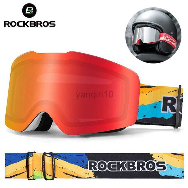 Óculos de esqui rockbros descolor Óculos de esqui com óculos de esqui anti-capa Óculos de esqui uv400 Máscara de bicicleta de bicicleta de bicicleta Equipamento de esqui de bicicleta HKD230725