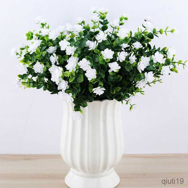 Getrocknete Blumen Lila Künstlicher Blumenstrauß Eukalyptus DIY Gefälschte Outdoor-Pflanze Kunststoff Gartenbüsche Grün Weiß Zuhause Hochzeitsdekoration R230725