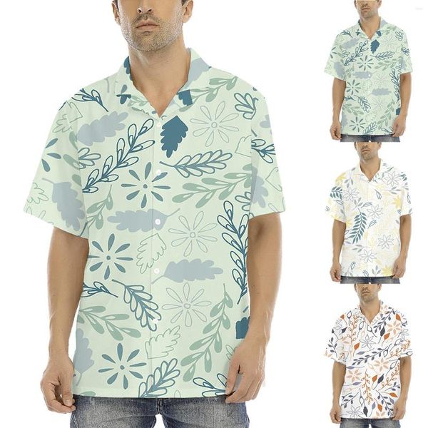 Agasalhos masculinos para atividades ao ar livre Conjuntos de camisas com logotipo personalizado manga curta botão casual flor de praia e equipamento frio de compressão masculino