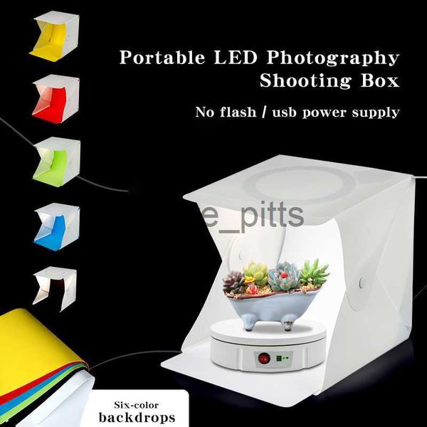 Difusores Flash 2LED Lightbox Light Box Mini Photo Studio Box 1100LM Photography Box Light Studio Shooting Tent Box Kit 6 Color Backdrops 20cm x0724 x0724