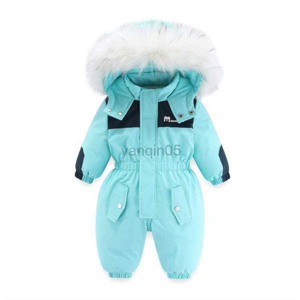 Daunenmantel -30 Grad 2023 Winter-Kinderoverall Plus samtwarme Kinder-Winteroveralls 1-5 Jahre Baby-Jungen-Schneeanzug-Säuglingsmädchen-Strampler HKD230725