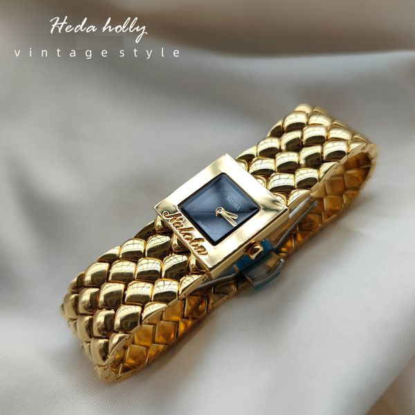Relógios femininos designer real de alta qualidade com mostrador quadrado ouro estilo retrô relógios femininos vintage luxo moda pulseira feminina 230725