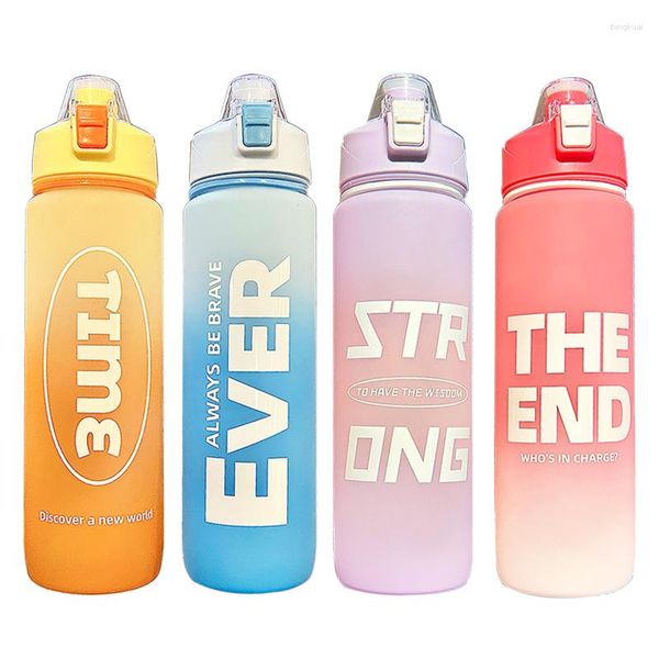 Wasserflaschen, 1000 ml, Sportflasche, auslaufsicher, tropfenfest, gefrostet, tragbar, für Outdoor-Reisen, Schule, Fitnessstudio, BPA-frei