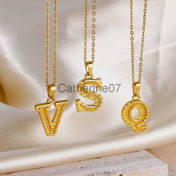 Anhänger Halsketten DUOYING Benutzerdefinierte Initialen Halskette Personalisierte A-Z Initialen Anhänger Kinder Schmuck Wellenkette Gold Buchstaben Halskette Geschenk J230725