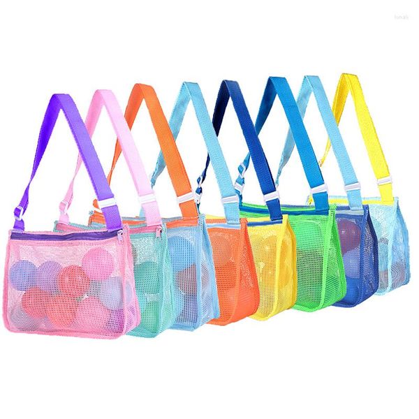 Aufbewahrungstaschen Kinder schleifen tragbare Netzbeutel Kinder Spielzeug Schwimmen Großes Strandtuch Frauen Kosmetische Make -up -Beutelhandtasche