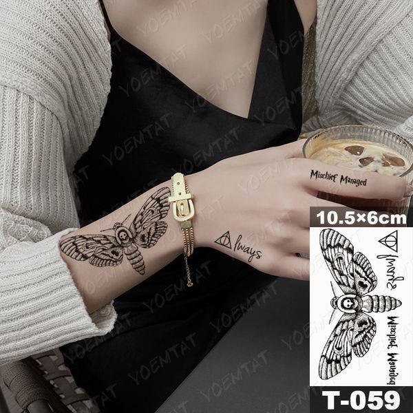 Wasserdicht Temporäre Tattoo Aufkleber Motte Schmetterling Wolf Schlange Hirsch Panda Tier Flash Tatto Frauen Männer Kinder Körper Kunst Gefälschte Tattoos