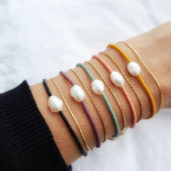 Link Armbänder Go2Boho Perlenarmband Mehrfarbige Saatperlen Edelstahlverschluss Schmuck für Frauen 2023 In