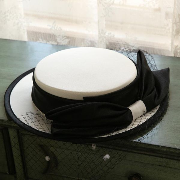 Boinas Casamento Vintage Noiva Chapéu Para Mulheres Malha Chapeu Boné Festa Senhoras Véus Fedora Branco Fascinadores