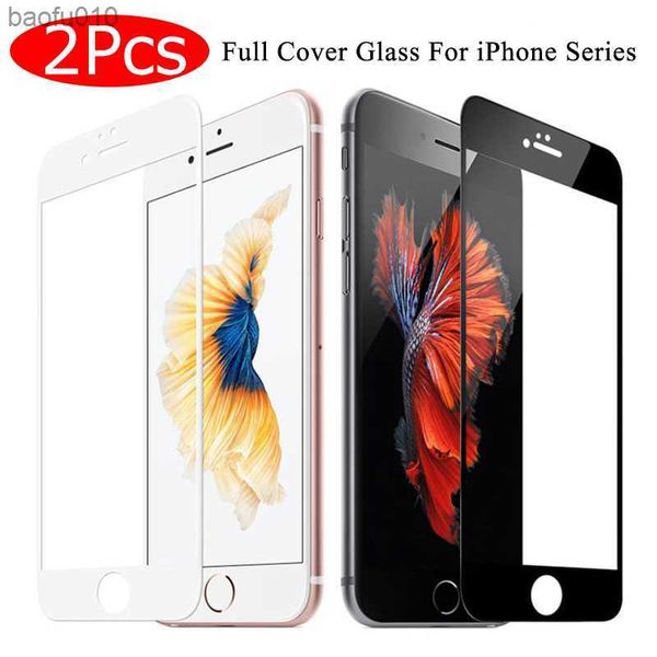 2pcs iPhone 7 8 6 6s için tam kapak temperli cam artı ekran koruyucusu iPhone XS MAX XR Kavisli Kenar L230619