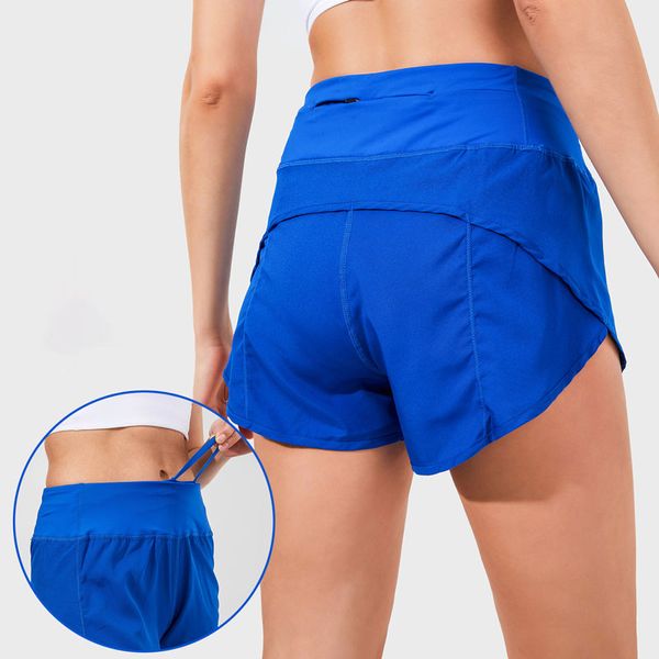 L_8263 Hochhaus gefütterte Frauen Yoga mit Rucks-Taschen-Shorts kontinuierlich Drawcord Atmungsaktives Sport kurzer