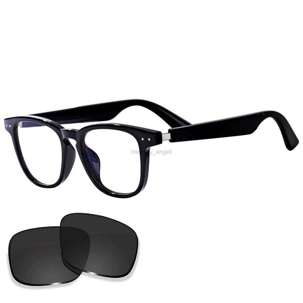 Akıllı Gözlükler Meagtlva Akıllı Bluetooth Müzik Gözlükleri Erkekler için 2 Mikrofon Touch Sesli Yardımcı Mavi Işık Lensleri Polarize Lens HKD230725