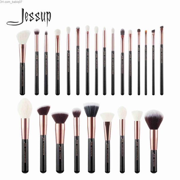 Макияж кисти jessup Makeup щетка набор 6-25 кусков черного/розового порошка.