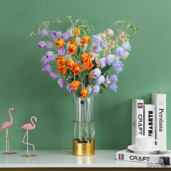 Flores secas Flores artificiais 83 cm Campânula Flor de chão Seda Planta perene Flor seca Móveis de casamento Decoração de sala de estar R230725