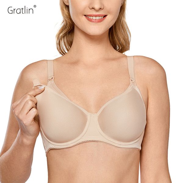 Sutiã de amamentação Gratlin Underwire Gratlin Gratlin para maternidade Plus Size Suporte para amamentação Roupa íntima acolchoada Sling completa F G H Lingerie para mulheres 230724