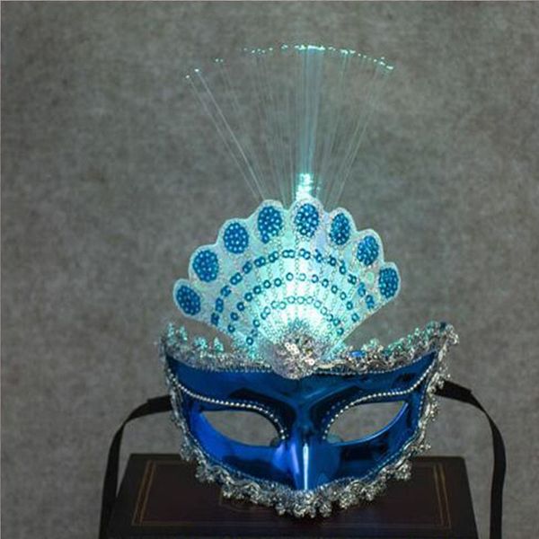 10 pezzi pavone LED fibra flash maschera principessa trucco abito da ballo festa cosplay compleanno matrimonio carnevale