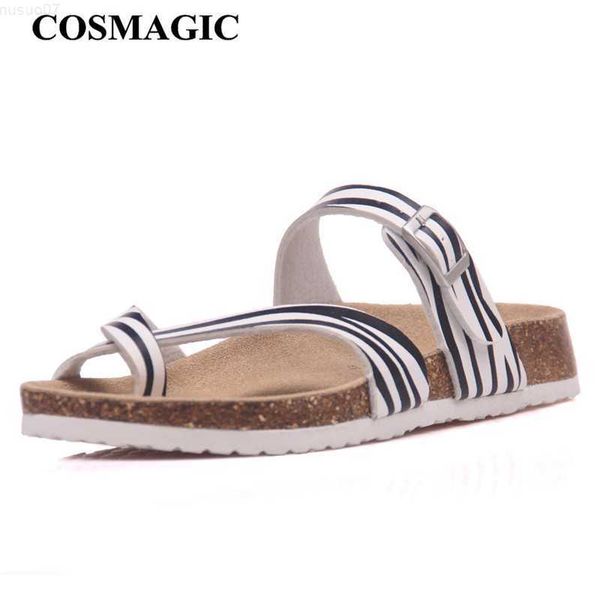 Pantofole COSMAGIC Fashion Cork Slipper 2021 New Women Summer Mixed Color Casual Beach Slip on Outside Flip Flops Slides Shoe L230725