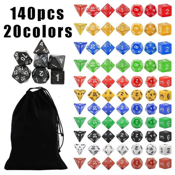 Outdoor Games Activities DND Dice Sets 20X7 Polyhedral Dice 140pcs with a Drawstring Bag Great for Dungeons and Dragons Role Playing Table Game 230725