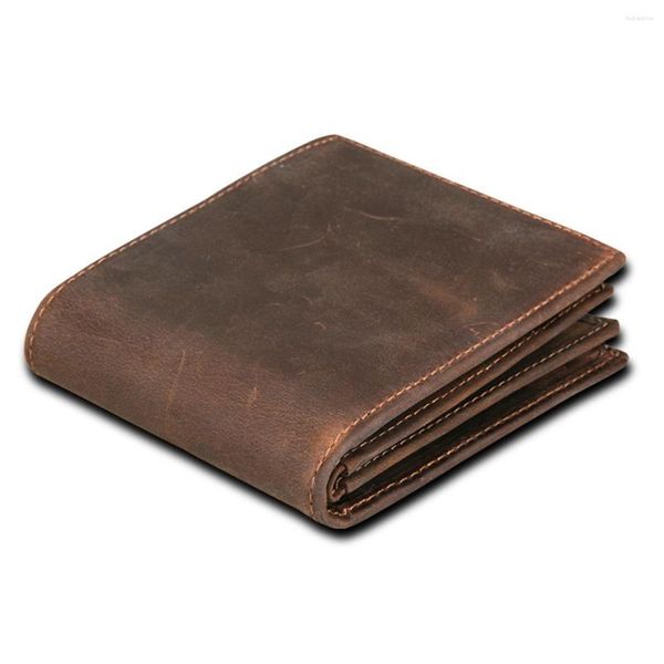 Brieftaschen Blockieren Männer Öl Wachs Haut Brieftasche Mann Vintage Kuh Männlich Handgemachte Billfold Münze Geldbörse Kurz