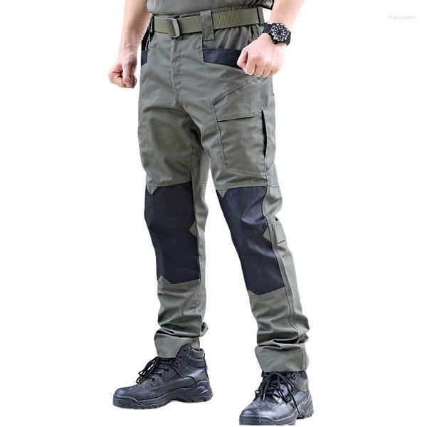 Calças masculinas ao ar livre 2023 caminhada tático casual multibolso militar antiderrapante treinamento camuflagem