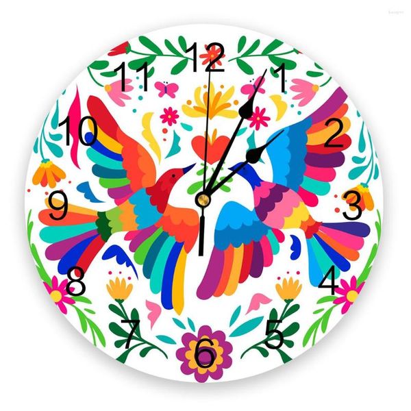 Настенные часы птицы цветы листья яркие современные часы для гостиной наклейки на домашний декор столовая цифровая