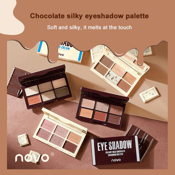 Lidschatten NOVO 4 Farben Chocolate Silky Lidschatten-Palette Wasserdicht Schweißfest Feines Puder Langlebiger Matt-Glitzer-Lidschatten TSLM2 230724