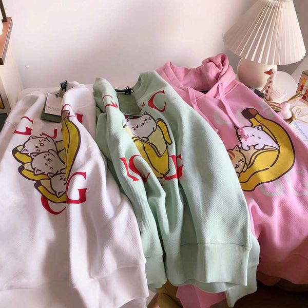 Kadın Hoodies Sweatshirts Tasarımcı Sonbahar ve Kış Yeni Karikatür Banana Mektubu Baskı Kazak Erkekler En İyi Uzun Kollu 8L8B