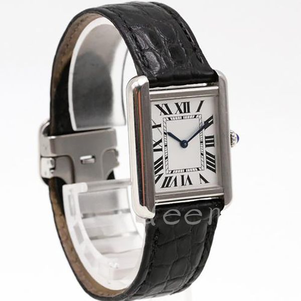 Relógio feminino com bateria de quartzo 25 * 31 mm Relógio clássico designer 904L pulseira de couro / mostrador totalmente em aço inoxidável Relógio de proteção de pedra montre de luxe