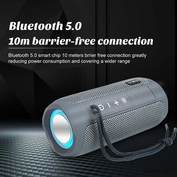 Alto-falantes portáteis Subwoofer baixo sem fio LED Alto-falante compatível com Bluetooth à prova d'água Alto-falantes portáteis Boombox Mini alto-falante estéreo FM R230725