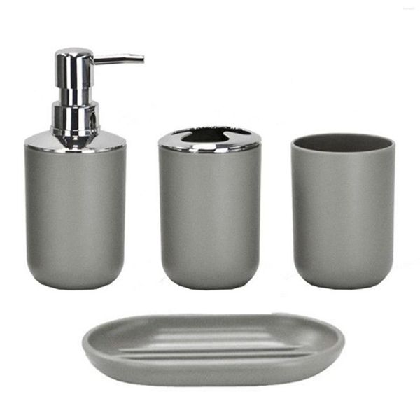 Set di accessori per il bagno 4 pezzi Portaspazzolino da bagno Portasapone Bicchiere Bicchiere per collutorio Bottiglia per pressa per liquidi Accessori per la pulizia della casa Accessori