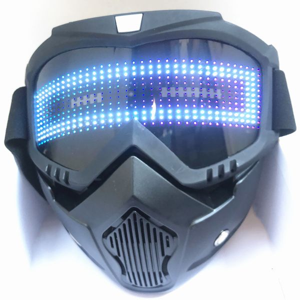Parti Maskeleri Bluetooth RGB Light Parti Karnavalı LED SKI Gözlük Diy Led Gözlükleri Ekran Tahtası Maske Ekranı Matris Hediye Oyuncakları 230724