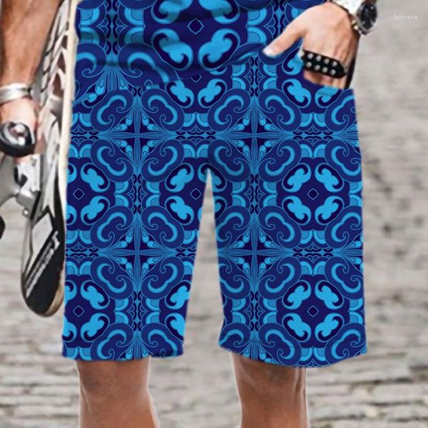 Мужские шорты моды спорт 3D Ретро -этническая коллекция пляж быстро сухие штаны купальники Случайная мужская одежда