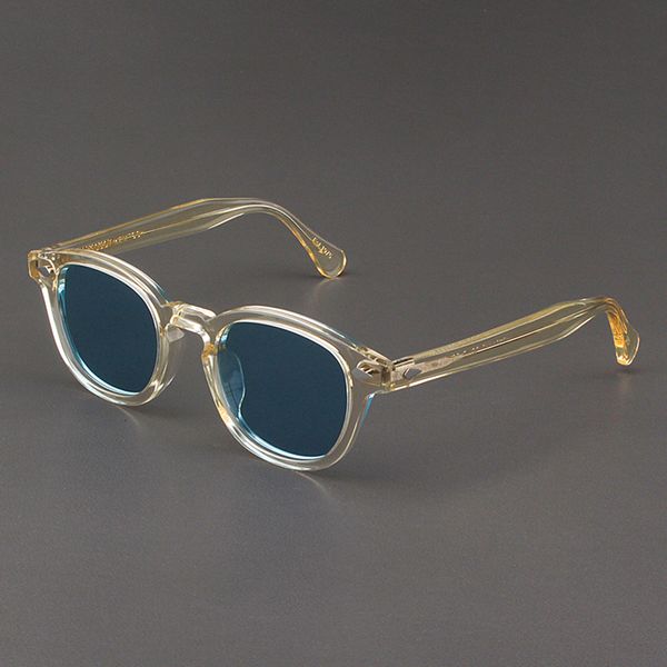 Johnny Depp Lemtosh masculino polarizado marca de luxo feminino retro amarelo acetato quadro óculos de visão noturna 230725