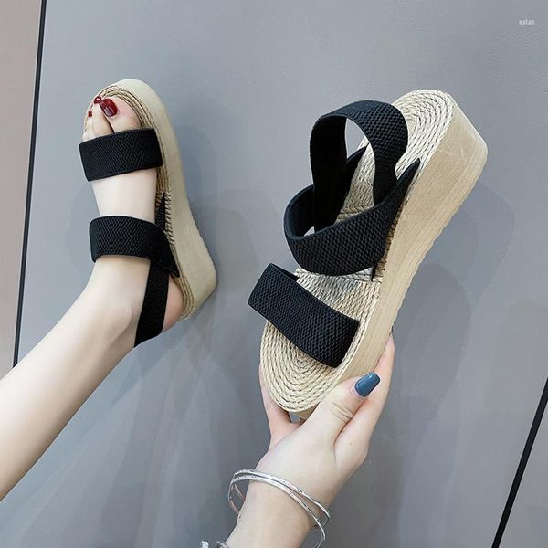 Sandali 2023 Summer Casual Zeppe Elastic Band Women Sandalo Fashion Solid Platform Shoe Designer di lusso all'ingrosso