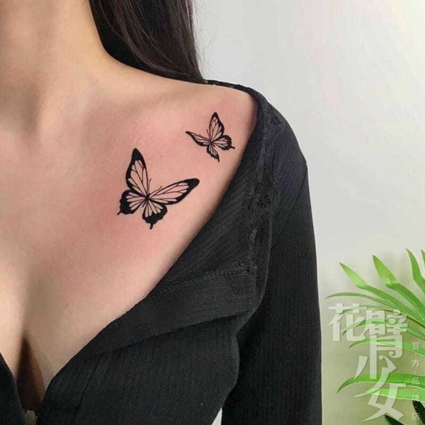 Sexy Schmetterling Fake Tattoo für Frauen Wasserdicht Dauerhaft Temporäre Tattoo Aufkleber Niedliche Rose Blume Schmetterling Narbenabdeckung Aufkleber