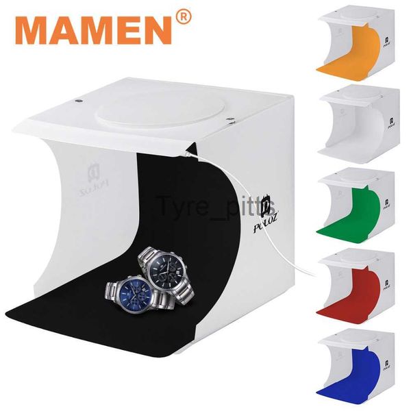 Diffusori Flash MAMEN Mini Photography Studio Light Box Photo Box con 2 LED 6 colori di sfondo per Fotografia Fotografia Camera LED Light x0724 x0724