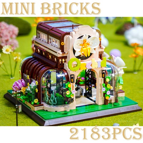 Action Toy Figures City Creative Street View Flower House Car MOC Mini Bricks Store Model Building Blocks Gifts Toys Kids Adults Girls 230724
