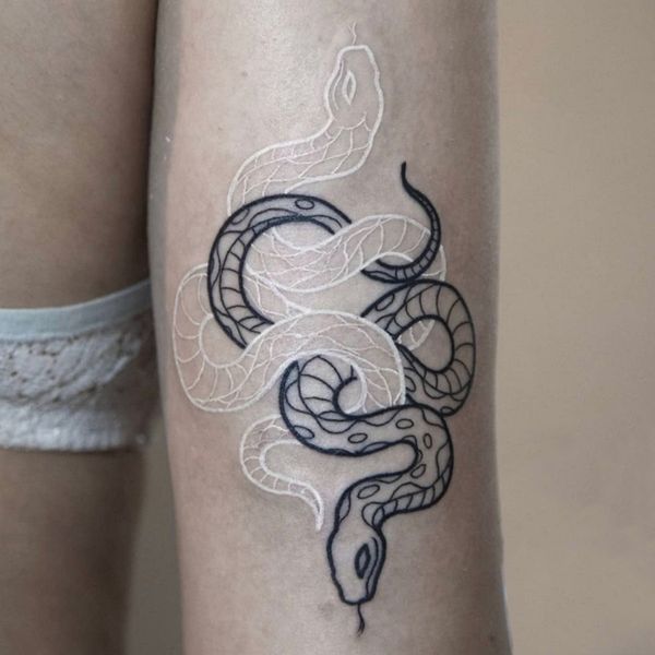 Schwarze und weiße Schlange, wasserdichter Tattoo-Aufkleber, Arm, weiblich, männlich, gefälschte Tattoo-Linie, Python-Körperkunst